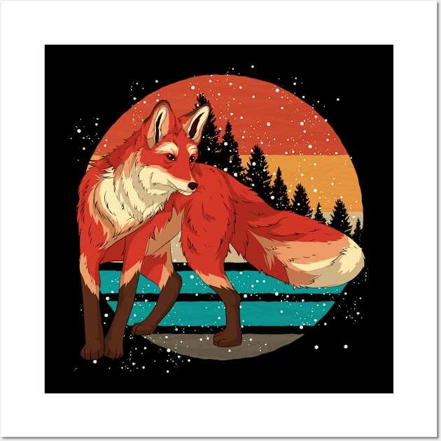 Wildlife Fox Lover Retro Forest Animal Fox Wall Art by ShirtsShirtsndmoreShirts